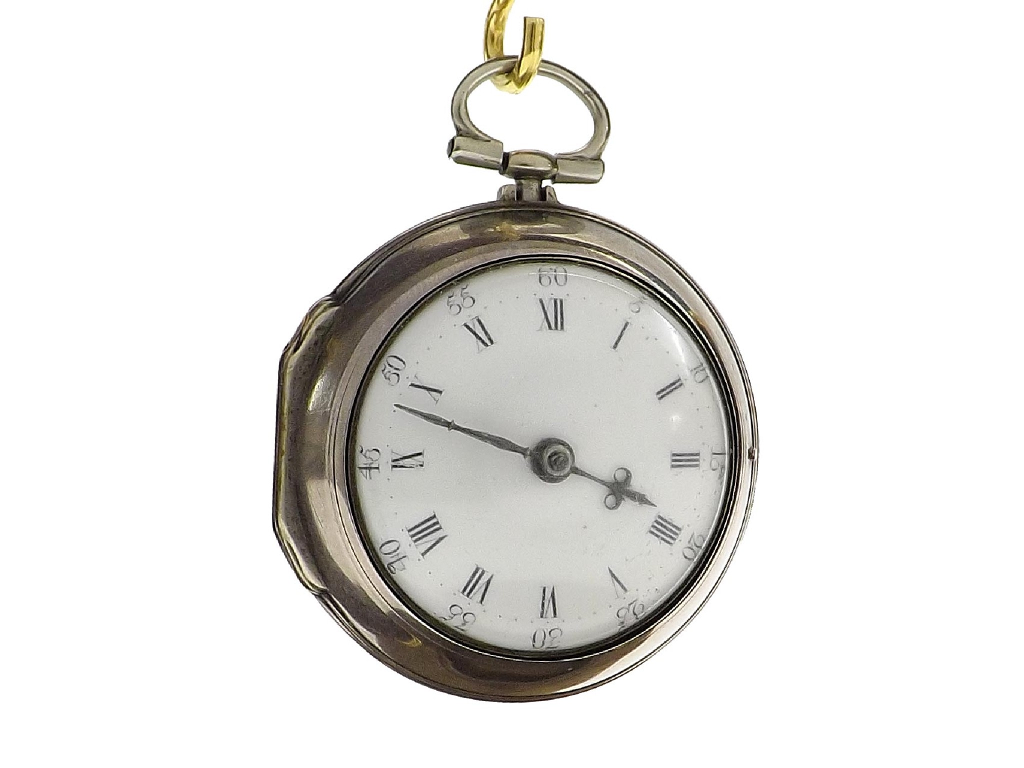 Appraisal: th century silver verge pair cased pocket watch London signed