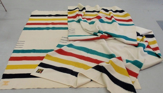 Appraisal: Two wool blankets- Hudson Bay -point classic x and a