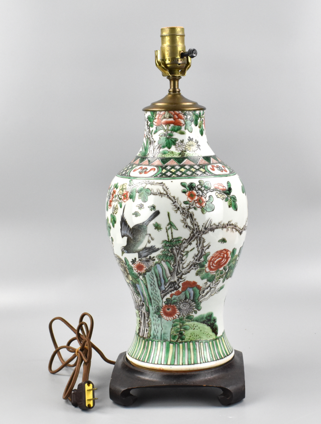 Appraisal: A Chinese famille verte vase MAL th Century Fitted as