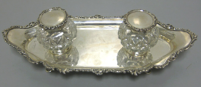 Appraisal: GEO JACKSON D FULLERTON LONDON English silver footed inkstand with