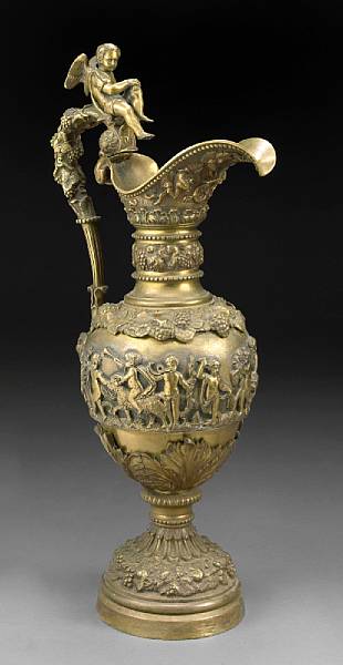 Appraisal: A Renaissance Revival gilt metal ewer th century The grape