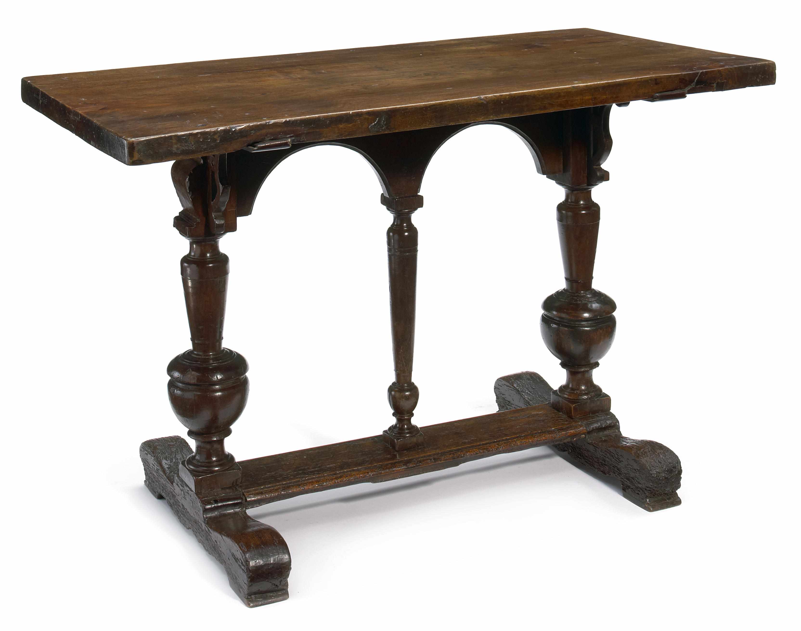 Appraisal: An Italian Renaissance walnut table incorporating antique and later elements