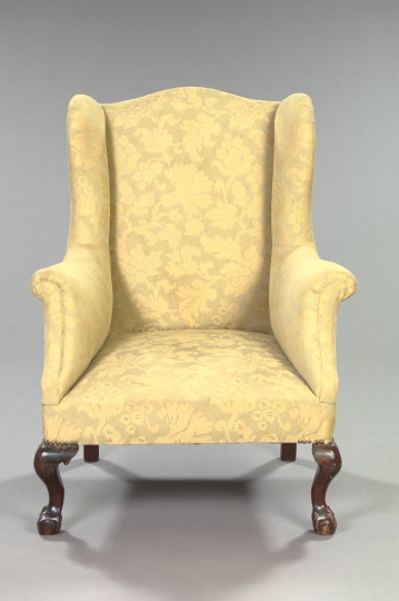 Appraisal: George III-Style Mahogany Wing Chair ca with serpentine top rail