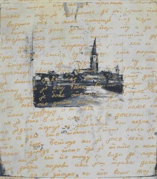 Appraisal: Elizabeth Dobrilla born Letter in Gold etching with embossed mount