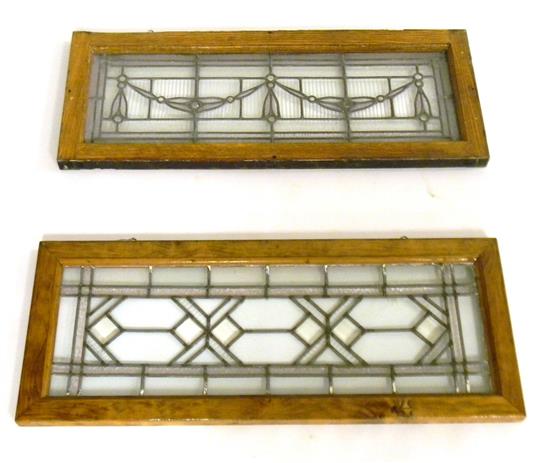 Appraisal: Two similar th C leaded glass transom windows larger with