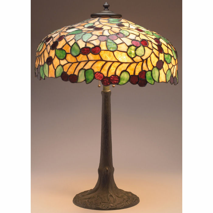 Appraisal: Chicago Mosaic lamp bronzed metal sculpted base with an original