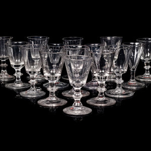 Appraisal: Fifteen English Glass Wine Stems Circa comprising a pair and