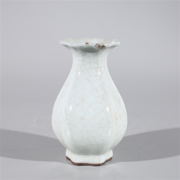 Appraisal: Chinese celadon crackle glazed vase with fluted top and mark