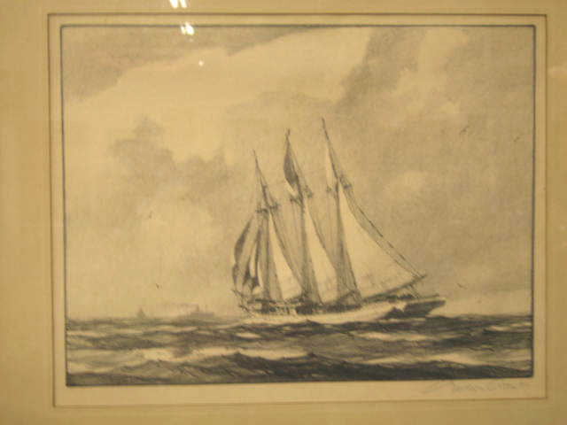 Appraisal: Gordon H Grant Lithograph of Ships at Sea image area