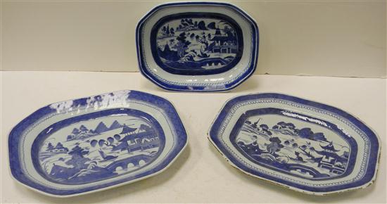 Appraisal: Three pieces of Chinese Export blue and white Canton porcelain