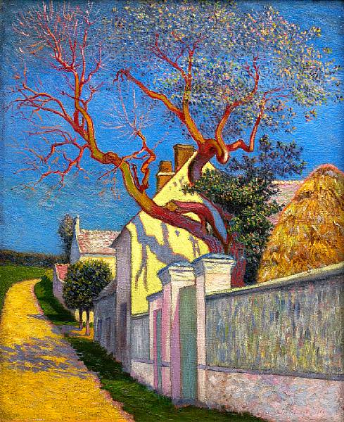 Appraisal: L o Gausson French - Pasage l'arbre rouge signed 'L