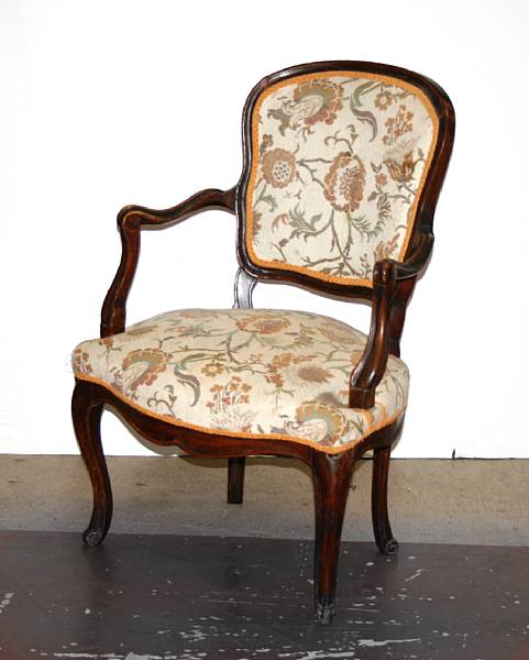 Appraisal: A Louis XV beechwood armchair height in width in