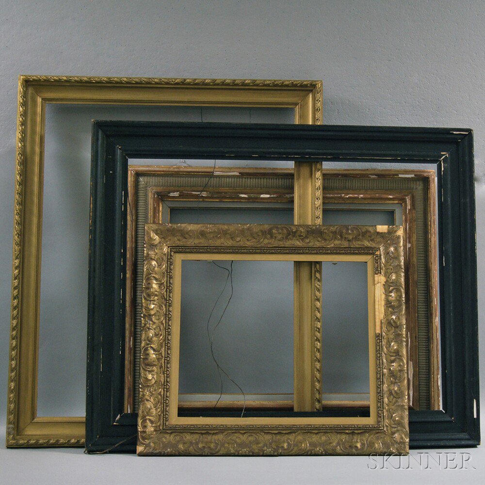 Appraisal: Seven Gilt and Painted Frames loss sight size lg to