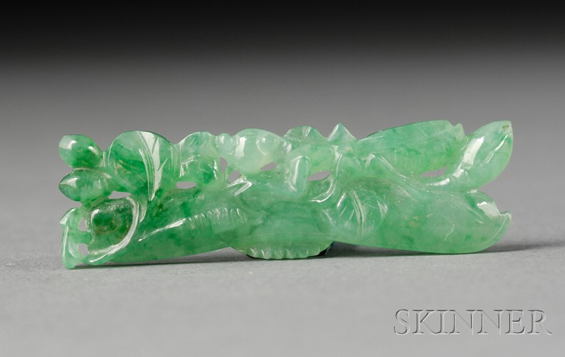 Appraisal: Jade Pendant bright green color surface carved with a gourd