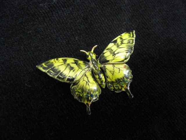 Appraisal: k Gold Enameled Butterfly Brooch gorgeous enamel '' x -