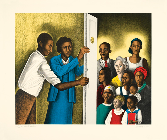 Appraisal: ELIZABETH CATLETT The Door to Justice Color lithograph x mm