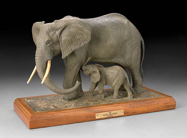 Appraisal: Scale Model of an Elephant and Offspring By Louis Paul