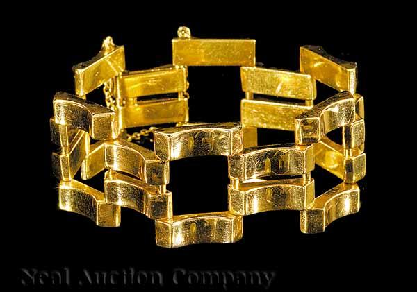 Appraisal: An American Retro kt Yellow Gold Link Bracelet signed M