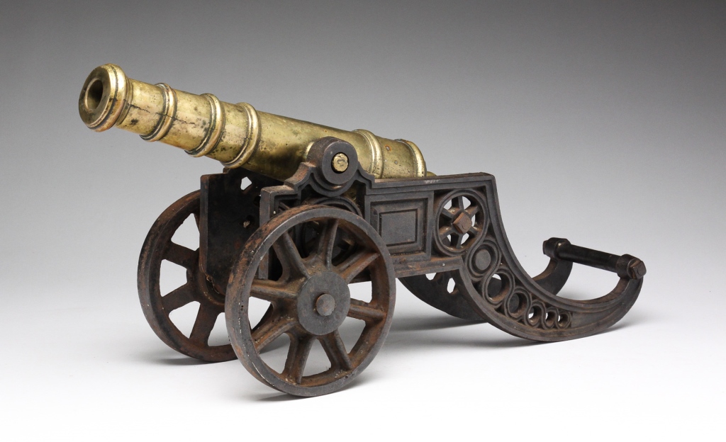 Appraisal: Nineteenth century Seamed brass cannon no touchhole on a cast