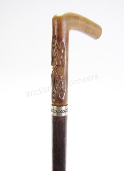 Appraisal: Nine Barb La Diabolique Cane solid wood shaft hand carved