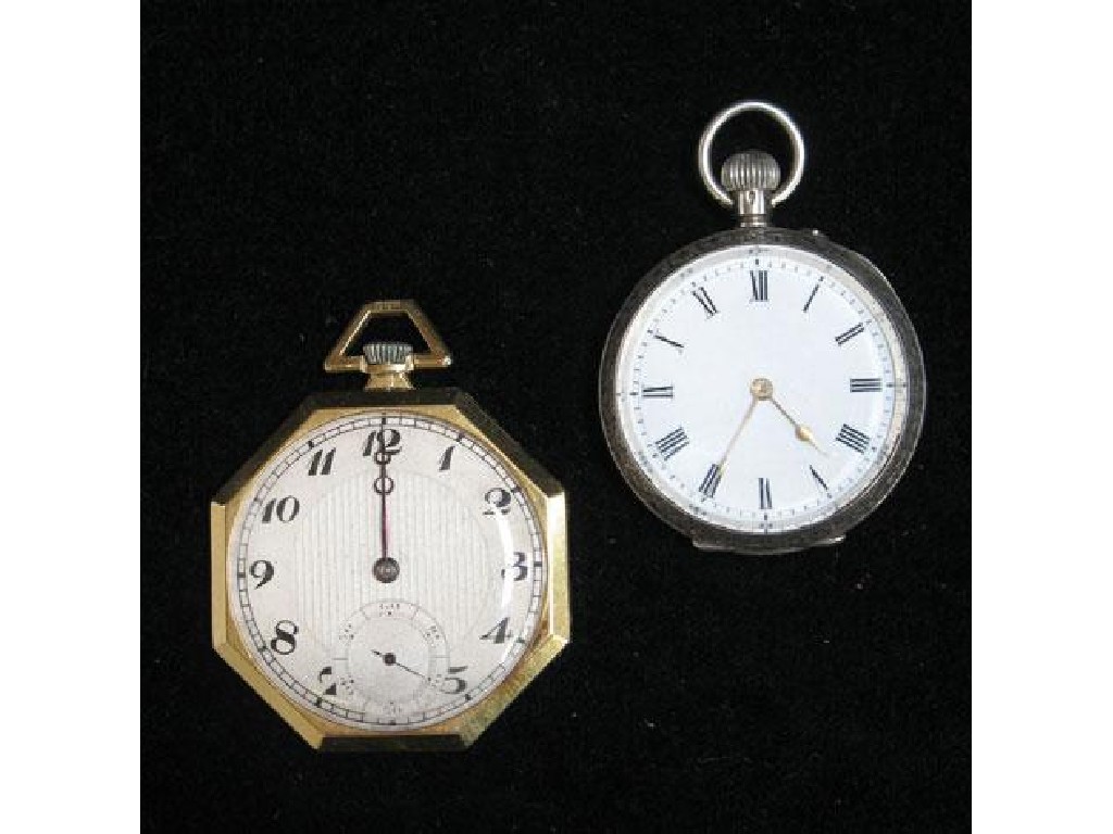 Appraisal: AN ART DECO STYLE CT GOLD POCKET WATCH the slim