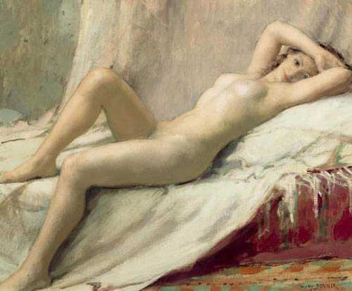 Appraisal: BENNER EMMANUEL MICHEL MANY Capri - Paris Reclining nude Oil