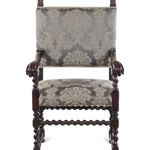 Appraisal: An Italian Baroque Style Walnut Armchair Cutler and Girard Florence