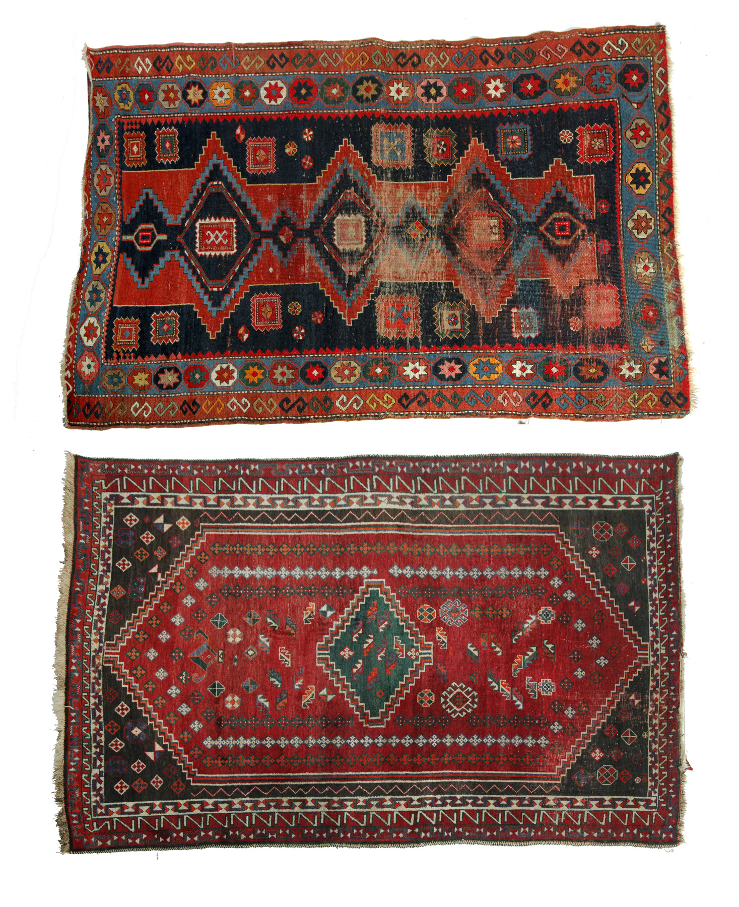 Appraisal: TWO ORIENTAL RUGS Caucasians Ca with red ground and brown