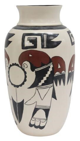 Appraisal: Nampeyo style polychrome ceramic vase signed LTH dated white ground