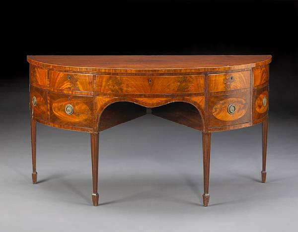 Appraisal: A George III inlaid mahogany sideboard last quarter th century