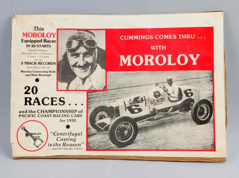 Appraisal: Wild Bill Cummings Moroloy Paper Poster Shows the car and