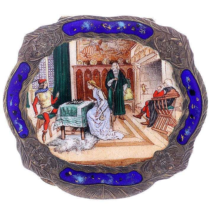 Appraisal: Italian and Enamel Compact A marked Italy and and one