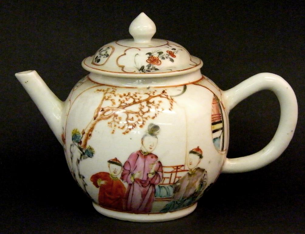 Appraisal: Late th century Chinese famille rose porcelain globe teapot and