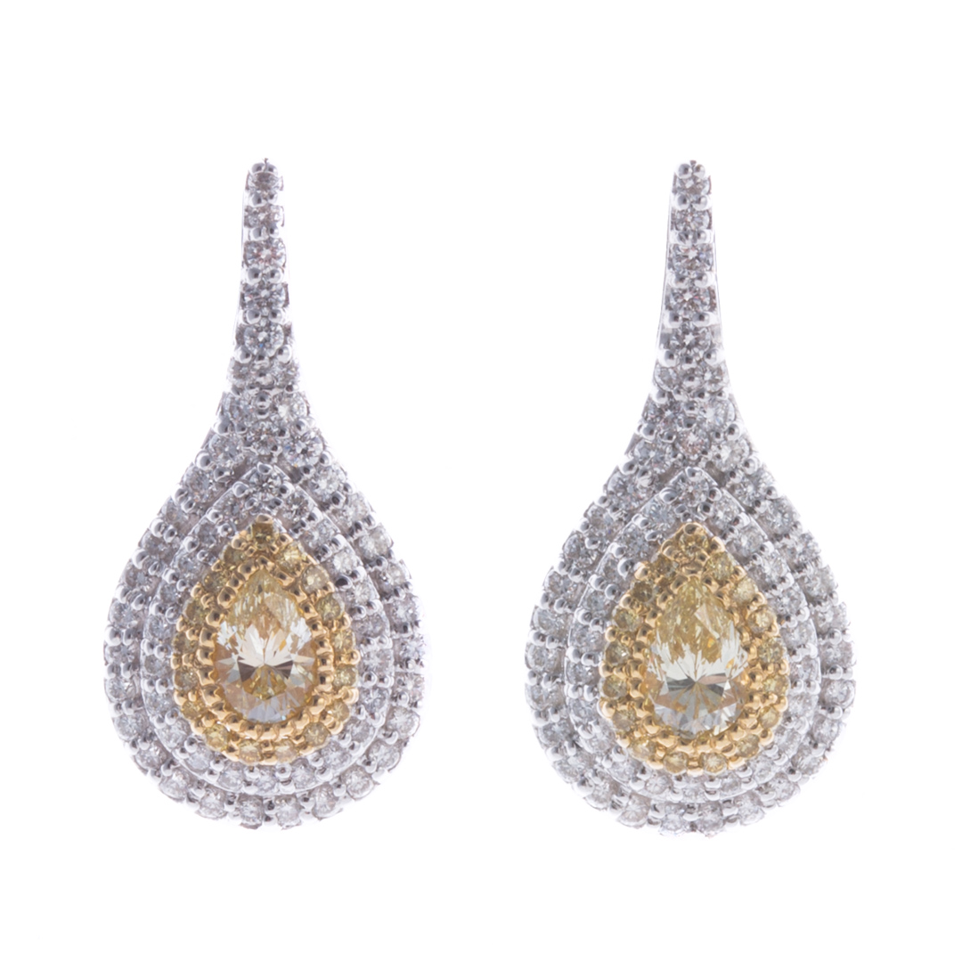 Appraisal: A Pair of Lady's Yellow Diamond Earrings in K K