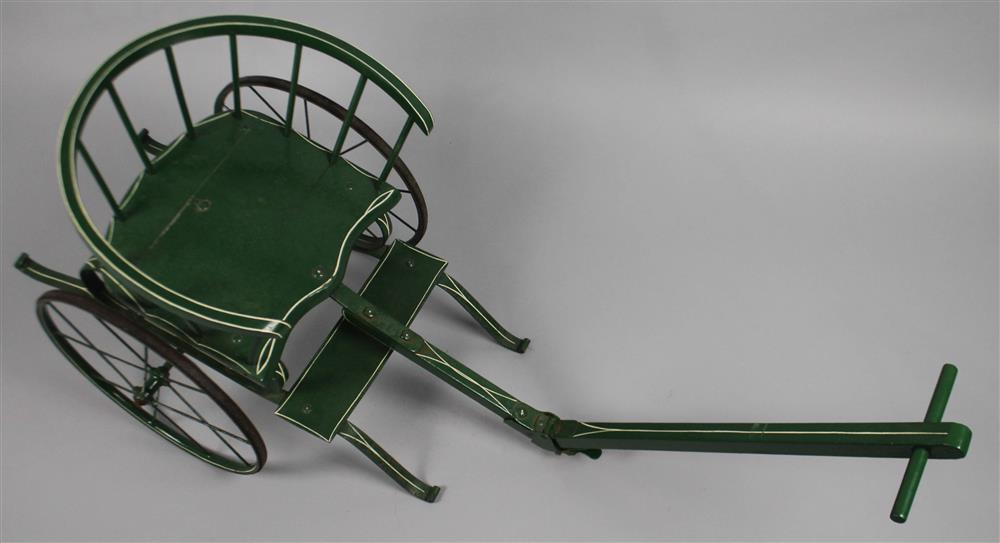 Appraisal: CHARMING VICTORIAN GREEN PAINTED CHILD'S DOG CART of unusual delight