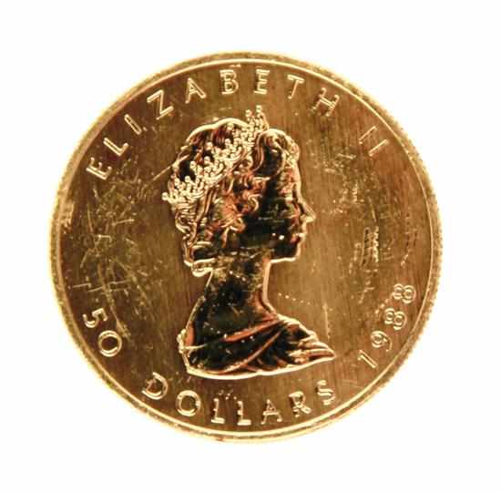 Appraisal: Canadian Gold Maple Leaf coin obverse with portrait of Queen