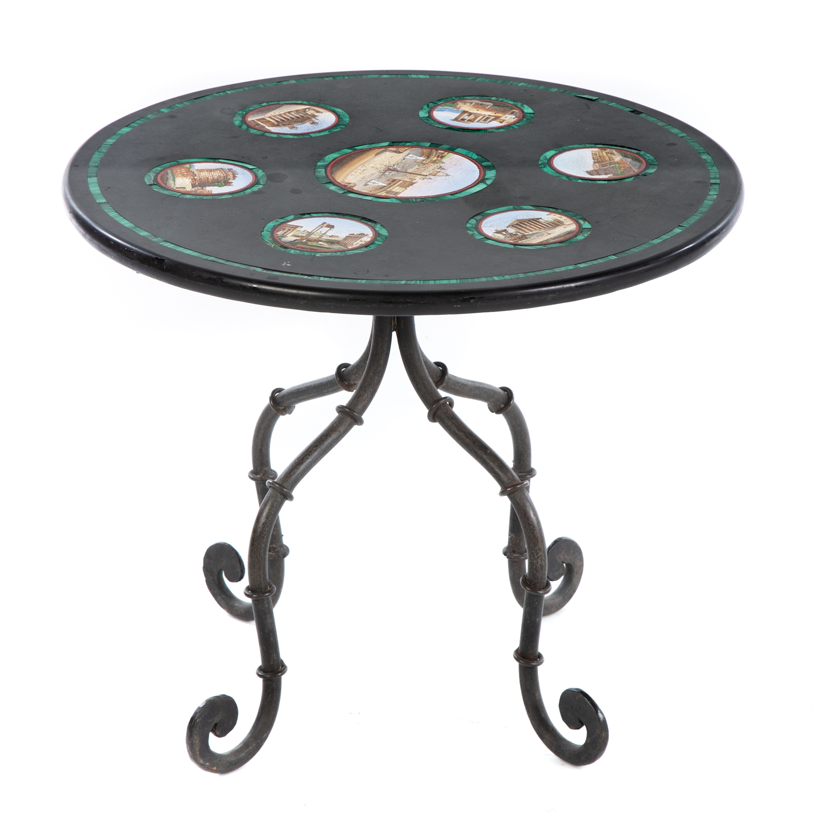 Appraisal: ITALIAN MICROMOSAIC TABLE TOP BASE Circa Circular top with seven