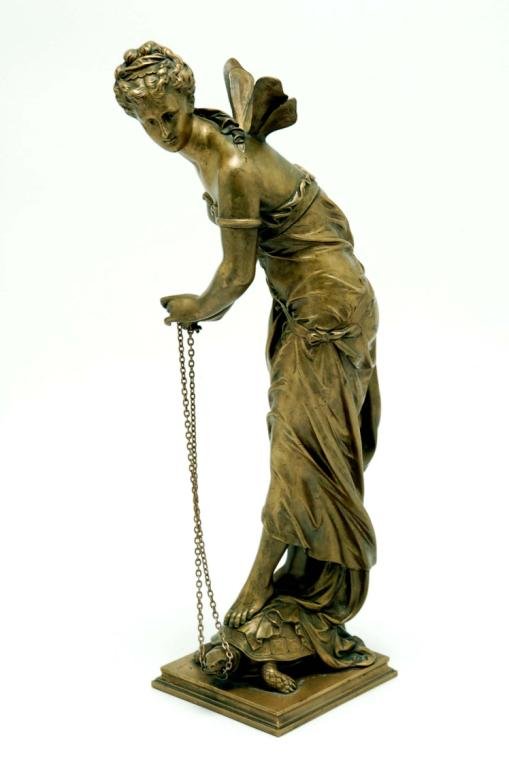 Appraisal: Eutrope Bouret French - Bronze statue of a nymph riding