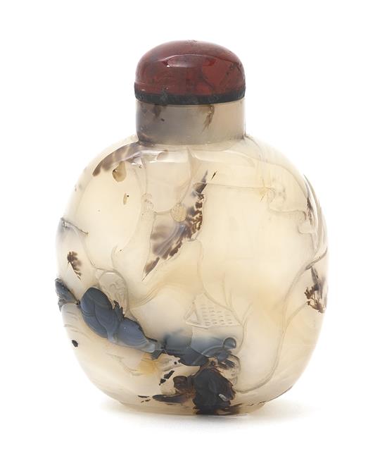 Appraisal: Sale Lot A Shadow Agate Snuff Bottle having a mountain