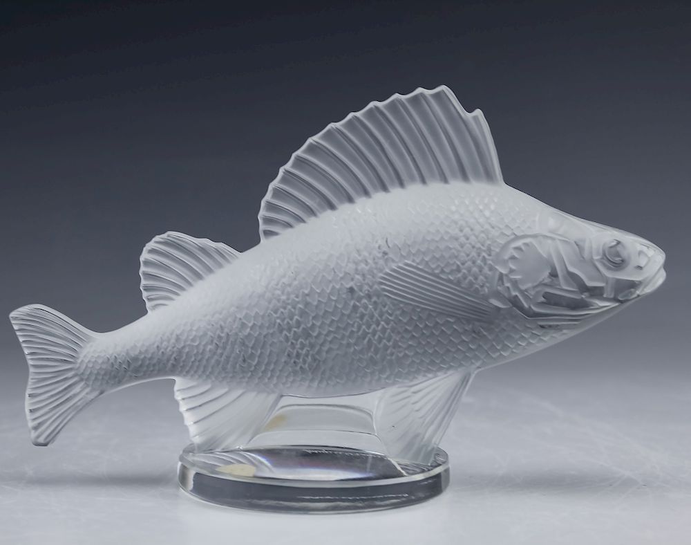 Appraisal: Lalique French Crystal PERCHE Fish Mascot Figurine Guaranteed Authentic Signed