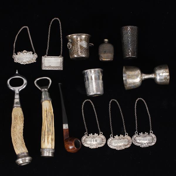 Appraisal: Group of sterling silver liquor-themed items pc Including Baldwin Miller