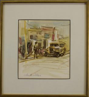 Appraisal: John R Willer Street Scene with figures Watercolor on paper