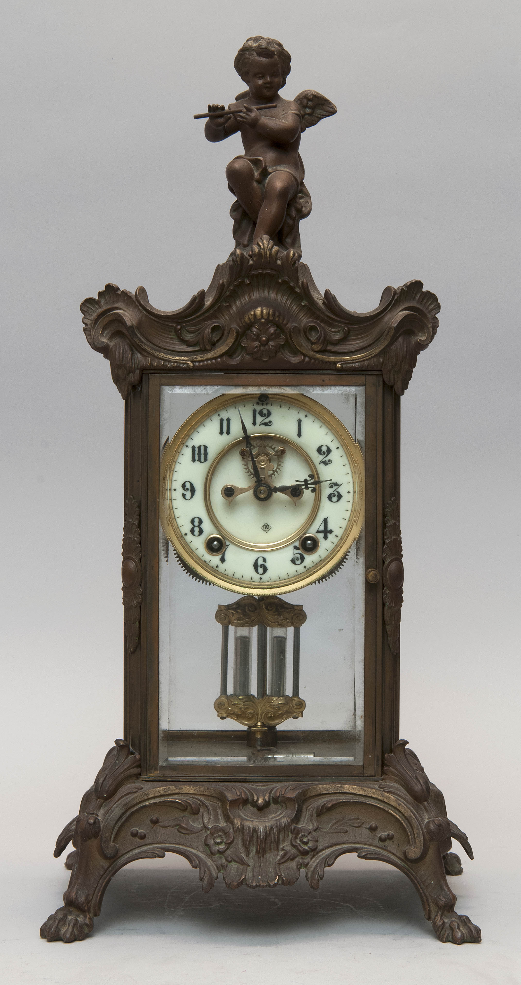 Appraisal: ANSONIA SHELF CLOCK Late th Early th CenturyBrass case with