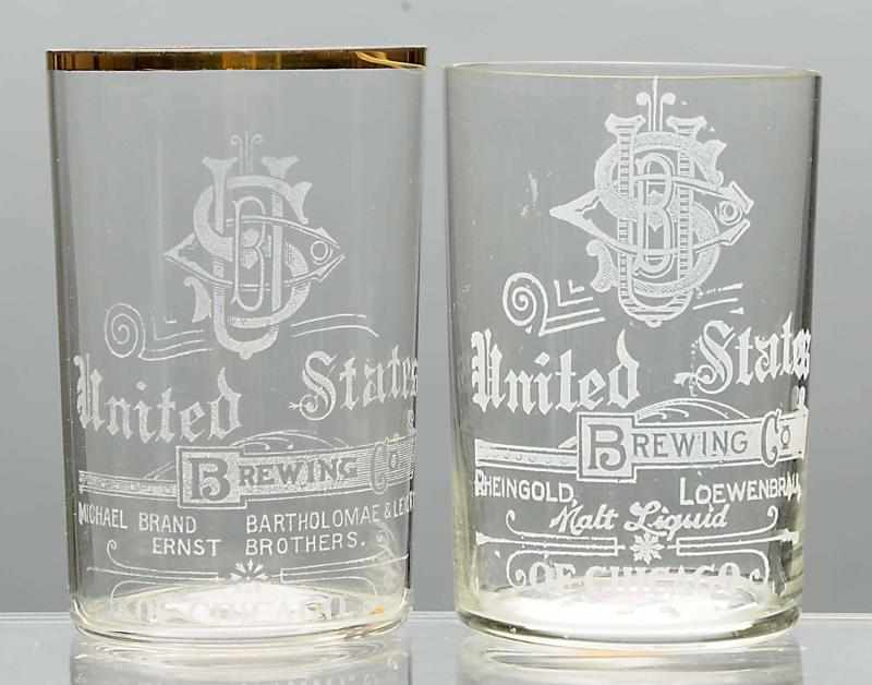 Appraisal: Lot of United States Brewing Co Glasses Both are acid-etched