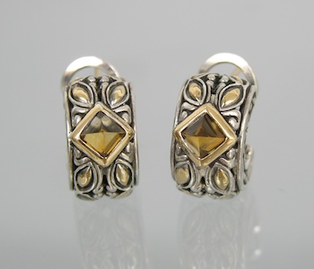 Appraisal: A Pair of Gold ad Sterling Silver Earrings by John