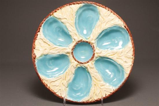 Appraisal: English majolica oyster plate probably Fielding late th century with