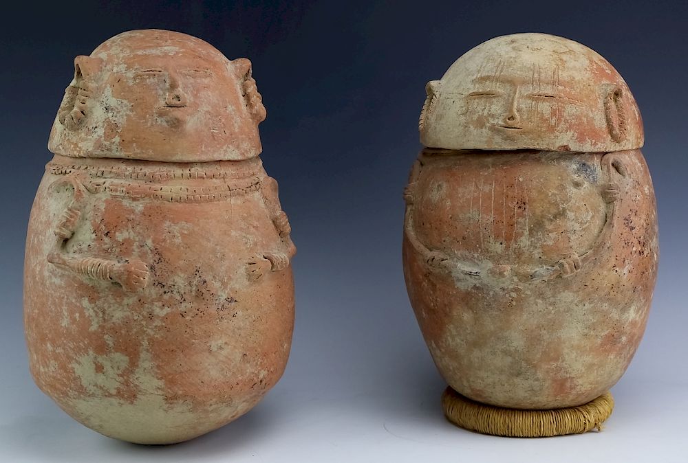 Appraisal: Pre-Columbian Chimila Anthropomorphic Burial Urns Pair of pre-Columbian burial Urns