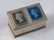 Appraisal: A silver double stamp box the penthouse lid with facsimile