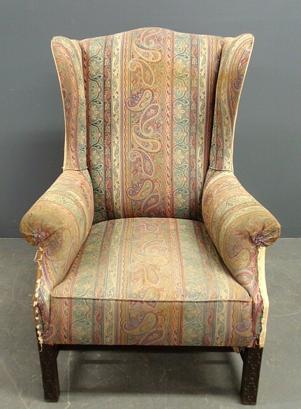 Appraisal: - Chippendale style mahogany wing chair probably th c with