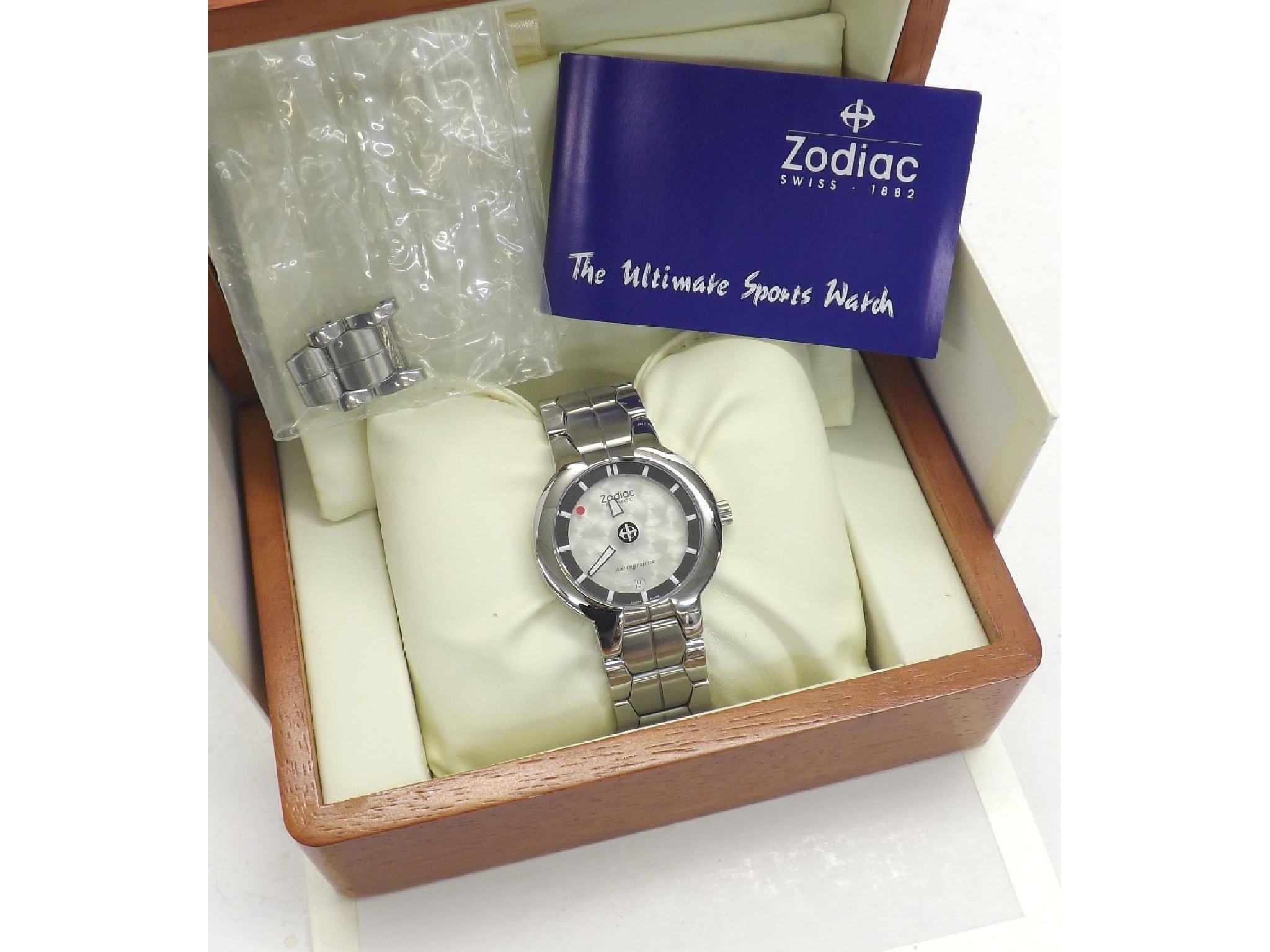 Appraisal: Zodiac Astrograhic automatic stainless steel gentleman's bracelet watch case no